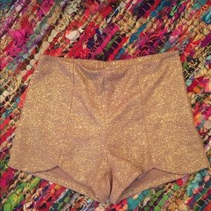 Glitter gold high waisted shorts